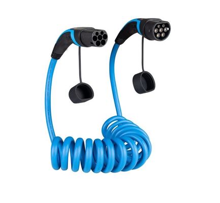 kupować 1-fazowy elektryczny kabel samochodowy 16A spiralny kabel ładujący typu 2 do typu 2 EV produkcja internetowa